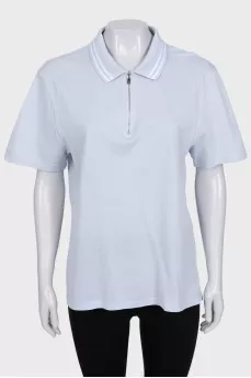 Blue polo shirt with zipper