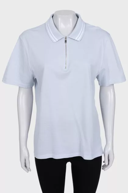 Blue polo shirt with zipper