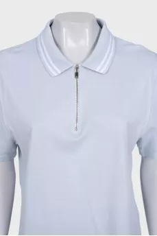 Blue polo shirt with zipper