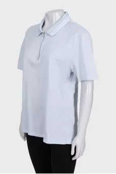 Blue polo shirt with zipper