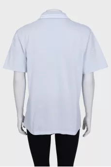 Blue polo shirt with zipper