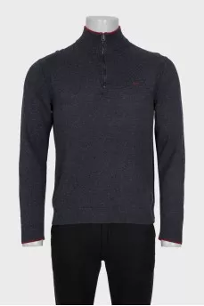 Men's grey zip-up jumper with brand logo