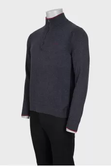 Men's grey zip-up jumper with brand logo