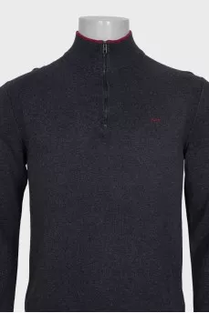Men's grey zip-up jumper with brand logo