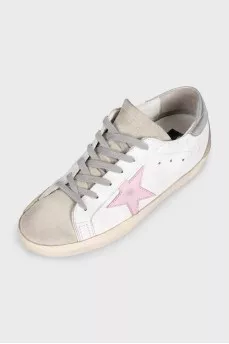 Белые кеды Super-Star из кожи и замши