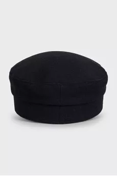 Black wool cap with decoration