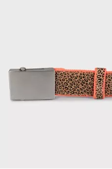 Animal print leather belt with vibrant trim