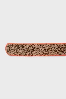 Animal print leather belt with vibrant trim