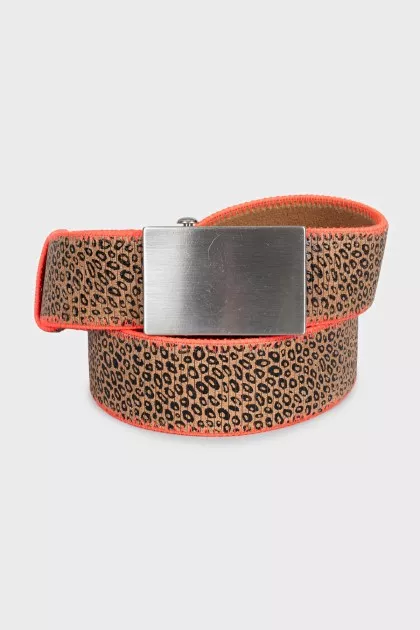Animal print leather belt with vibrant trim