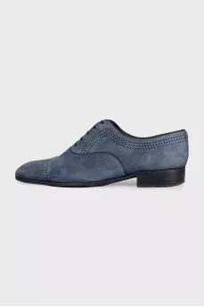 Men's suede lace-up shoes with perforations