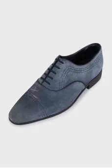 Men's suede lace-up shoes with perforations