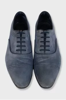 Men's suede lace-up shoes with perforations