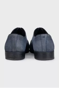 Men's suede lace-up shoes with perforations
