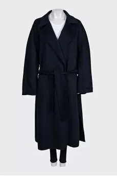 Dark blue coat with a belt