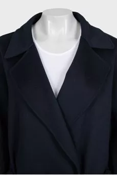 Dark blue coat with a belt