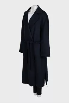 Dark blue coat with a belt