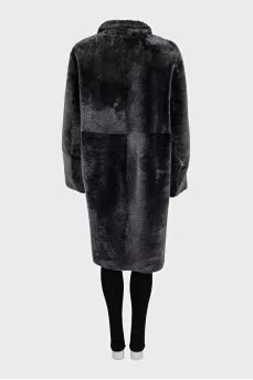 Double-sided straight-cut sheepskin coat with patch pockets