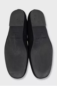 Black suede lace-up ballet flats