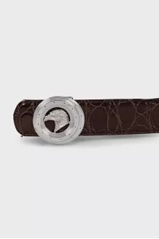 Men's brown crocodile leather belt