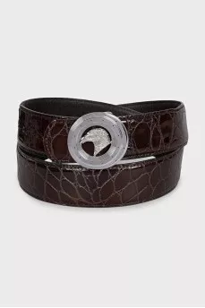 Men's brown crocodile leather belt