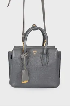 Graphite colored leather bag
