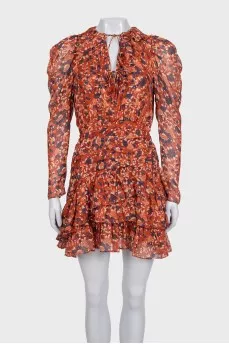 Shiny brown silk dress with tag