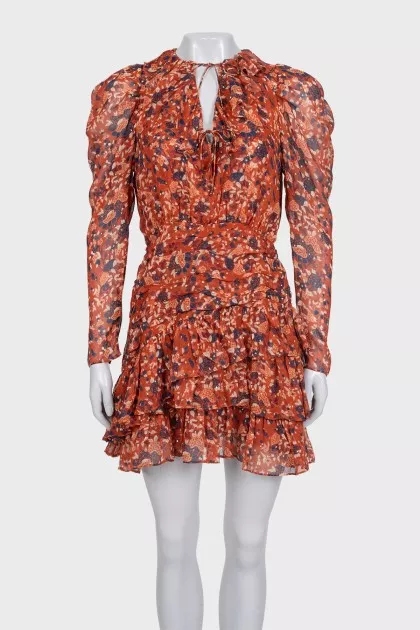 Shiny brown silk dress with tag
