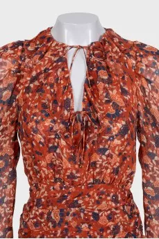 Shiny brown silk dress with tag
