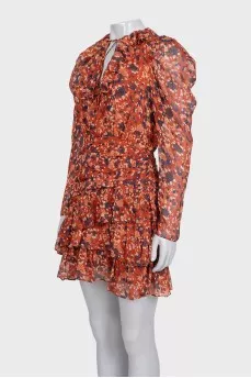 Shiny brown silk dress with tag