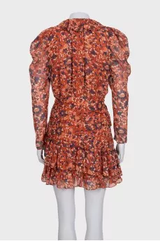 Shiny brown silk dress with tag