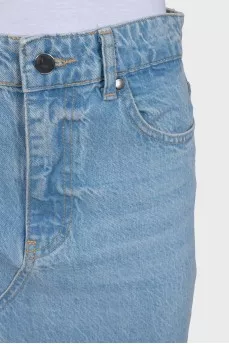 Straight-cut denim skirt with slits