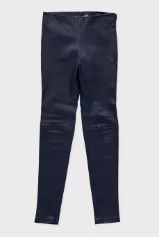 Blue skinny leather trousers