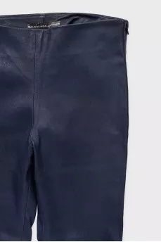 Blue skinny leather trousers