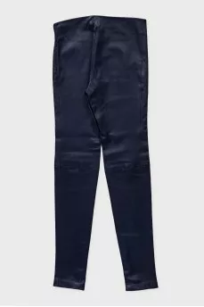 Blue skinny leather trousers