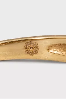 Gold ring with diamonds and emerald