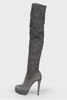 Suede graphite boots