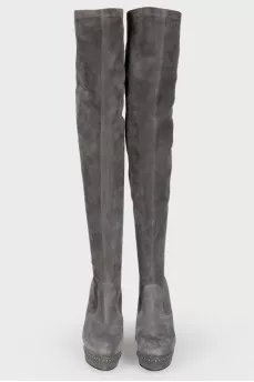 Suede graphite boots