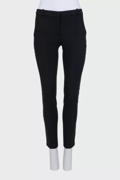 Black trousers with lace insert