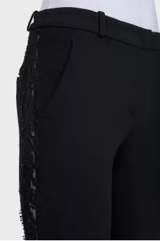 Black trousers with lace insert