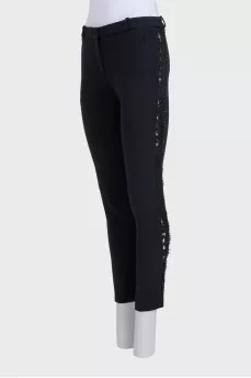 Black trousers with lace insert