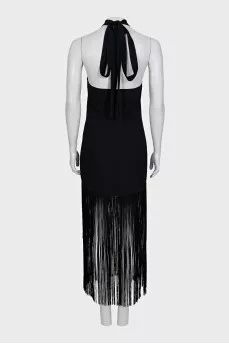 Dress with a tie and fringe decoration