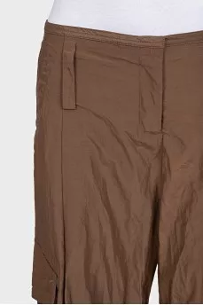 Wide-leg brown cargo pants