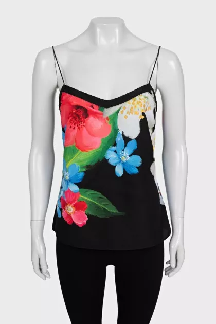 Black T-shirt with floral print