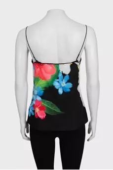 Black T-shirt with floral print