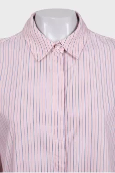 Pink shirt with blue stripes