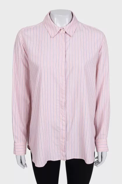 Pink shirt with blue stripes