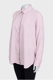 Pink shirt with blue stripes