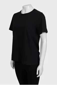 Black plain straight-cut T-shirt