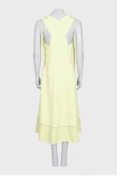 Green V-neck dress with tie shoulders