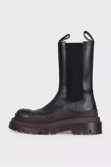 High leather boots with a chunky platform